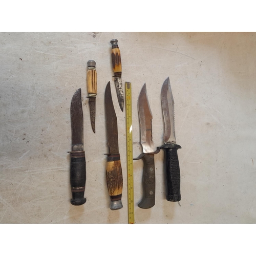 48 - Collection of various vintage sheath knives some with sheaths