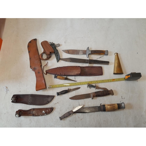 49 - Collection of various vintage sheath knives some with sheaths