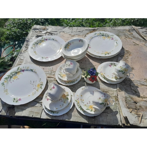 61 - Vintage Cantonese 4 set floral pattern tea set & damaged wash jug and basin