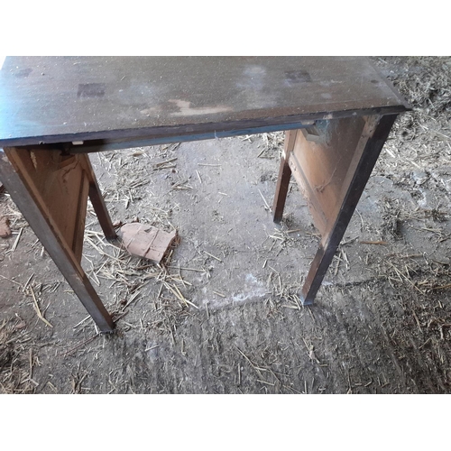 308 - Furniture : pair of church chairs, note woodworm, cupboard, oak single drawer side table