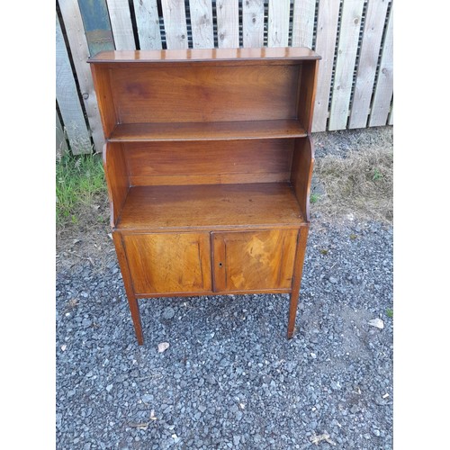 348 - Georgian mahogany shelves with cupboard under, note splitting