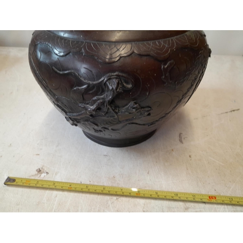 438 - Chinese bronze effect metal jardiniere