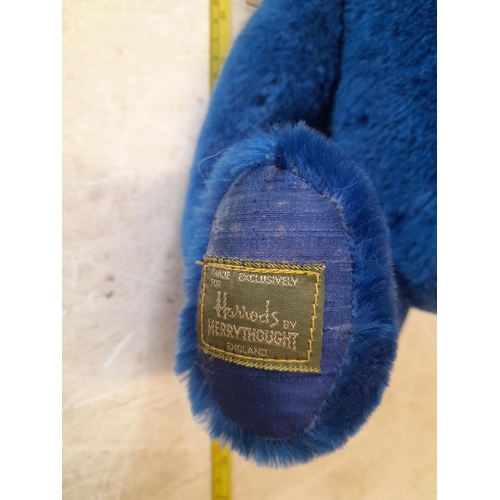 84 - Blue Merrythought teddy bear exclusively for Harrods, light fade on foot but still with tags