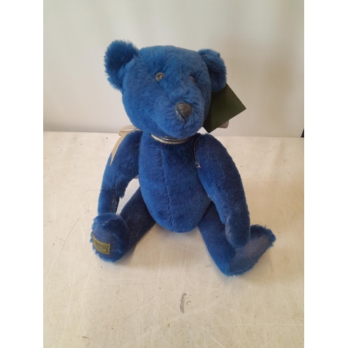 84 - Blue Merrythought teddy bear exclusively for Harrods, light fade on foot but still with tags