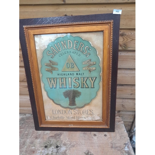 92 - Early 20th century advertising print on paper for Saunders Scotch Whisky framed and glazed 52 cms x ... 
