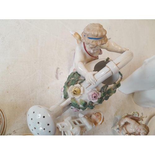 94 - Various items of 19th century and later pottery and porcelain : Doulton figure, damaged Sitzendorf f... 
