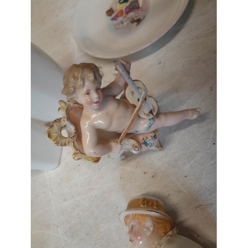 94 - Various items of 19th century and later pottery and porcelain : Doulton figure, damaged Sitzendorf f... 