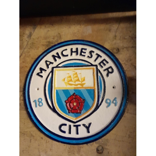 113 - Cast iron advertising sign : Manchester City FC