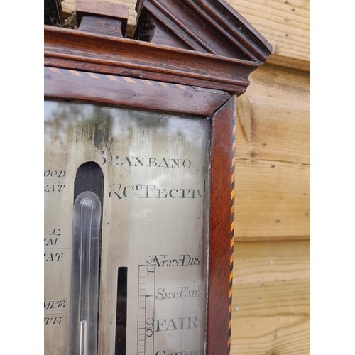 117 - Regency stick barometer in mahogany case by Branbano & Co.