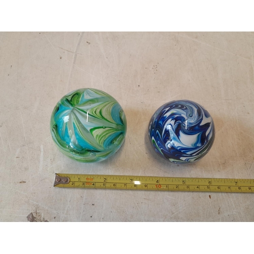 157 - 2 x vintage glass paperweights