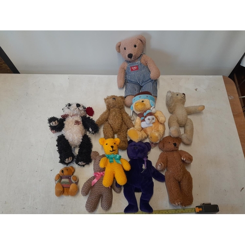 175 - 10 x smaller sized teddy bears including Dan Dee & TY