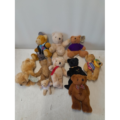 176 - 10 x assorted sized teddy bears various makers including Plush Toys
