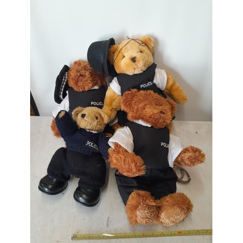 180 - 4 x police themed teddy bears : 3 x Lindon & 1 x GB bears
