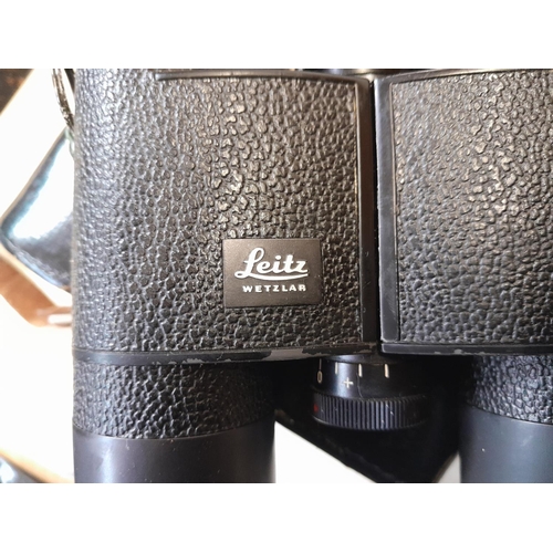 13 - Leitz binoculars & decorative china and glass ware