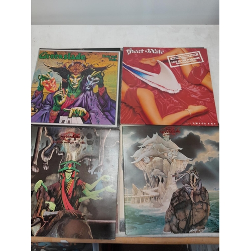 42 - 12 x vinyl record albums : Groundhogs Solid with insert, Hogwash double GF, (Dave) Greenslade