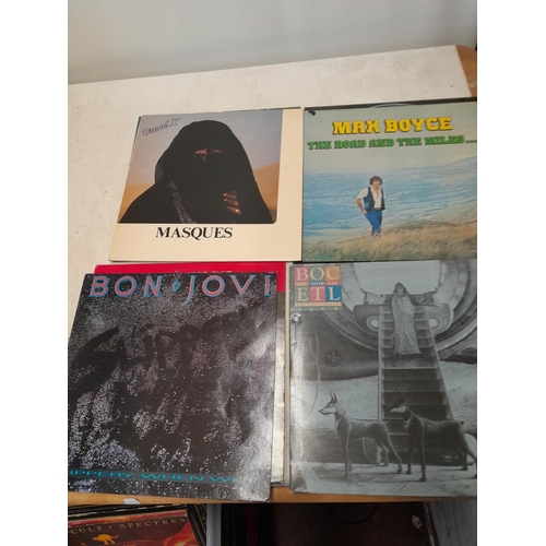 43 - 12 x vinyl record albums : Bon Jovi, Blue Oyster Cult, Blue Oyster Cult, Boxer, Brand X, Tommy Bolin