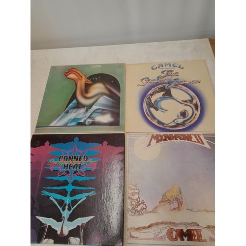 45 - 12 x vinyl record albums : Budgie, Kate Bush, Camel, Jim Capaldi, David Byron