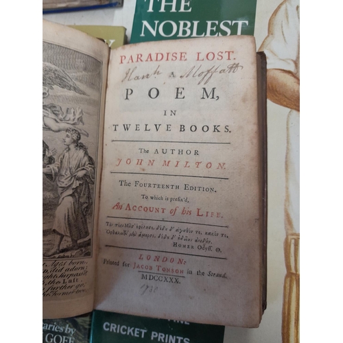 102 - Various volumes : Milton's Paradise lost 1730, The History of the War by Hewson Clarke 1816 , Guide ... 