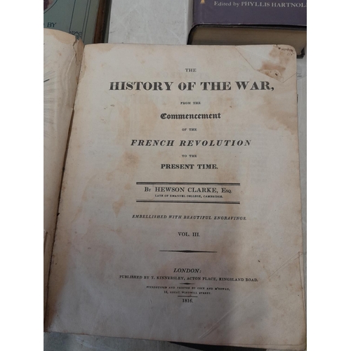 102 - Various volumes : Milton's Paradise lost 1730, The History of the War by Hewson Clarke 1816 , Guide ... 