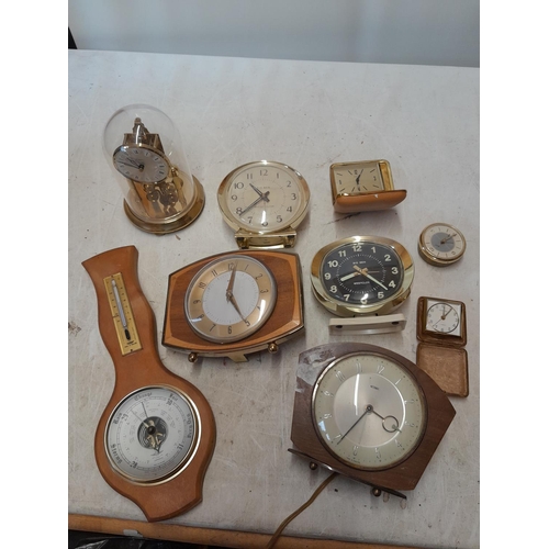 118 - Assorted various clocks and a barometer