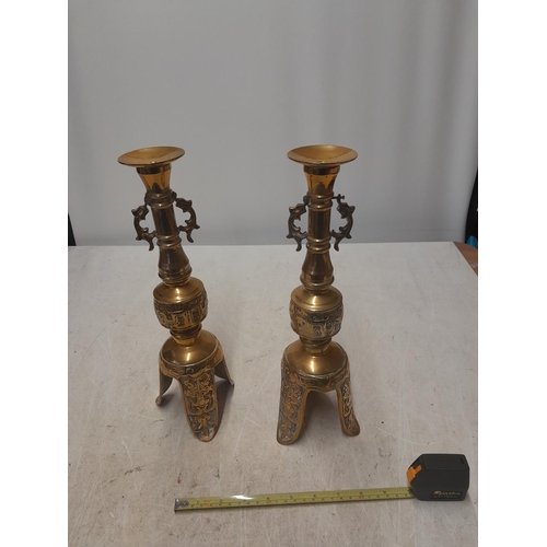 140 - Pair of Chinese brass candlesticks from the early 20th century