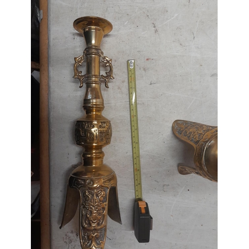 140 - Pair of Chinese brass candlesticks from the early 20th century