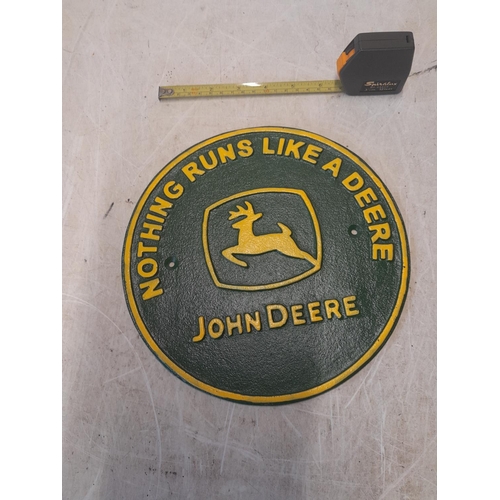 224 - Cast iron John Deere Tractor sign