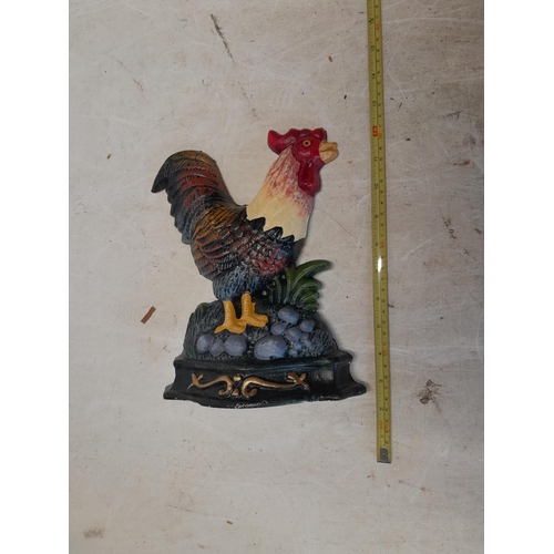 260 - Cast iron cockerel door stop