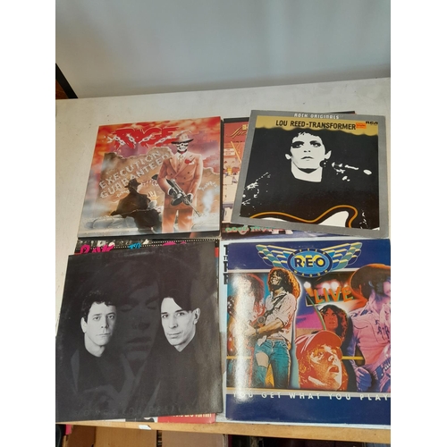 276 - 12 x vinyl record albums : REO Speedwagon, Rave to the Grave (west country interest), Rage, Lou Reed... 