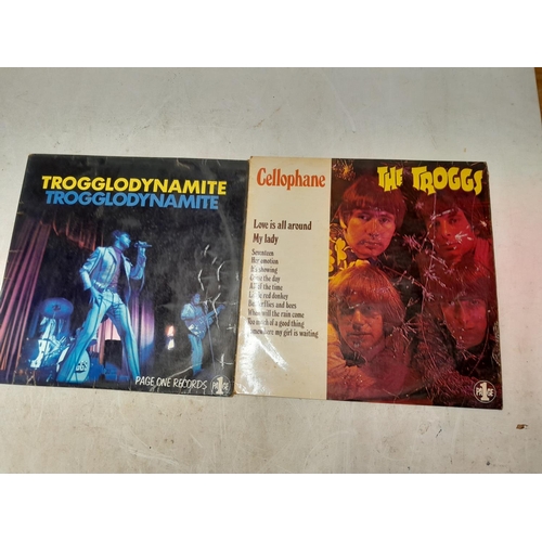 286 - 2 x vinyl record albums : The Troggs : Trogglodynamite Page One POL 001 needs a very good clean, lig... 