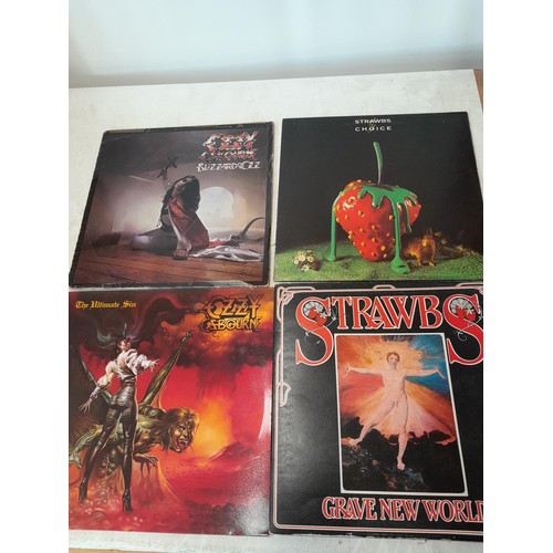 289 - 12 x vinyl record albums : Poison, Mike Oldfield, Ozzy Osbourne, Point Blank, Pez Band, Strawbs, Tom... 