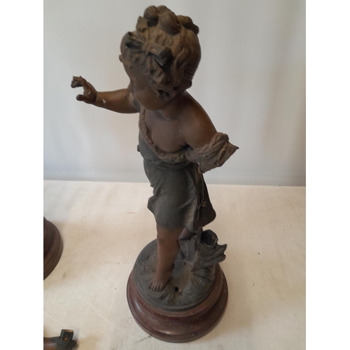 328 - Pair of late 19th century damaged spelter figures of cherubs