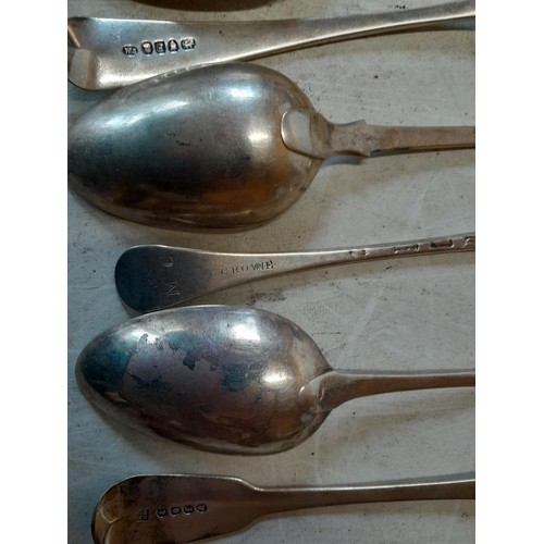 403 - Assorted solid silver table spoons from the 19th century onwards, various dates, assay offices and m... 