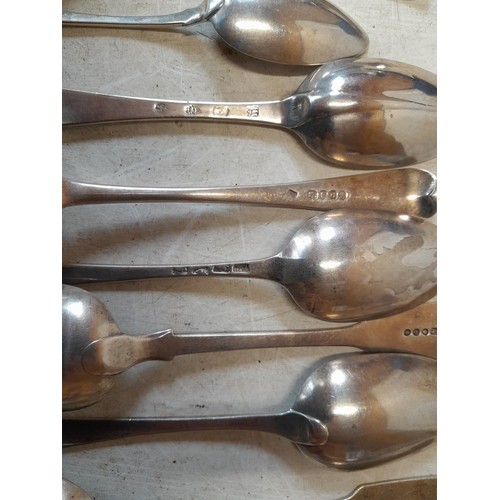 403 - Assorted solid silver table spoons from the 19th century onwards, various dates, assay offices and m... 