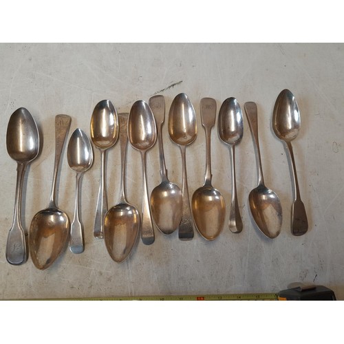 403 - Assorted solid silver table spoons from the 19th century onwards, various dates, assay offices and m... 