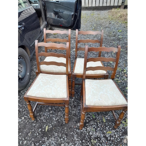 404 - Vintage oak drawer leaf table and four ladderback chairs