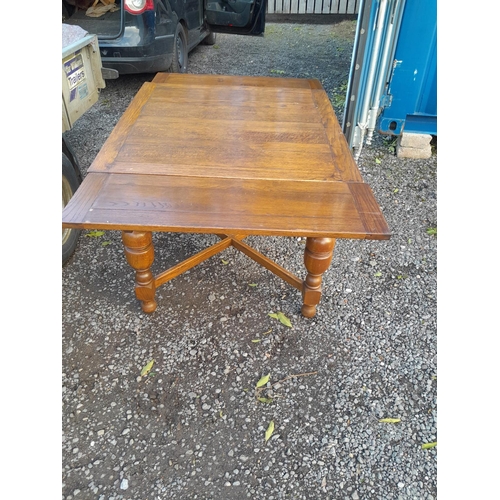 404 - Vintage oak drawer leaf table and four ladderback chairs