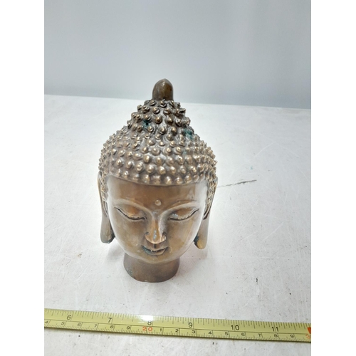 408 - Bronzed metal Buddha head