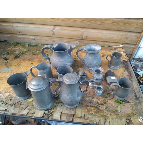 428 - Pewter tankards from 19th century onwards