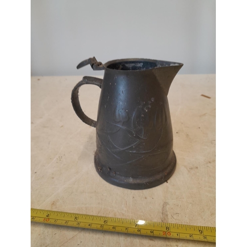 432 - Arts & Crafts Liberty Tudric Archibald Knox design pewter jug missing lid