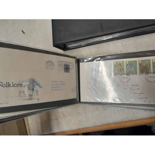 27 - 2 x folders of Stamp First Day Covers from 1970s & 1980s, used stamps of Commonwealth mounted on she... 