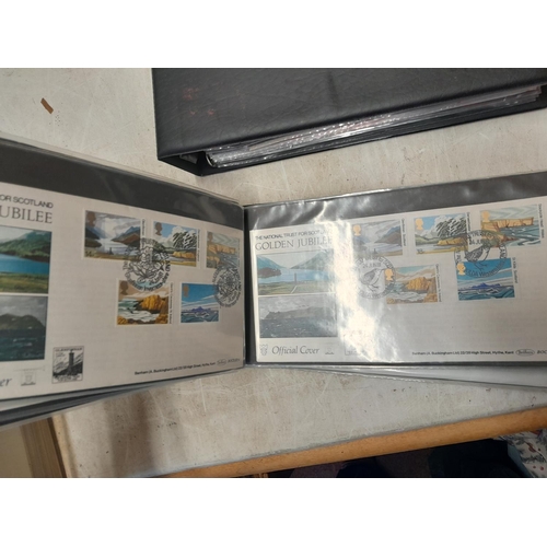 27 - 2 x folders of Stamp First Day Covers from 1970s & 1980s, used stamps of Commonwealth mounted on she... 