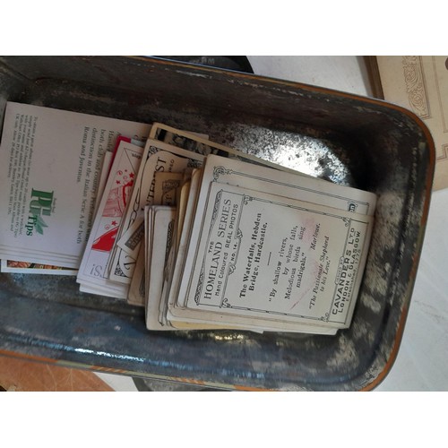 34 - Fruit box full of tea, cigarette and trade cards, loose packeted by type, incomplete sets from major... 