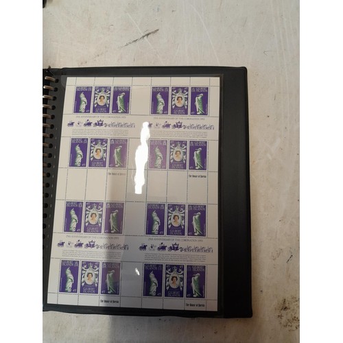 51 - Stamps : QEII stamps mint in stock book, very sparsely filled 25th Anniversary of Coronation of QEII... 