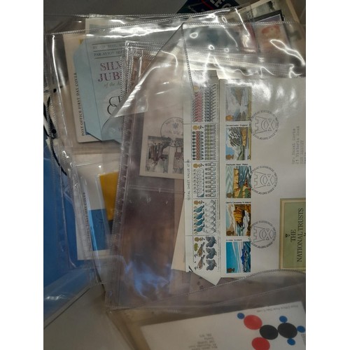 55 - Box of loose stamps, kiloware, first day covers, album sheets of mint and used stamps, kiloware and ... 