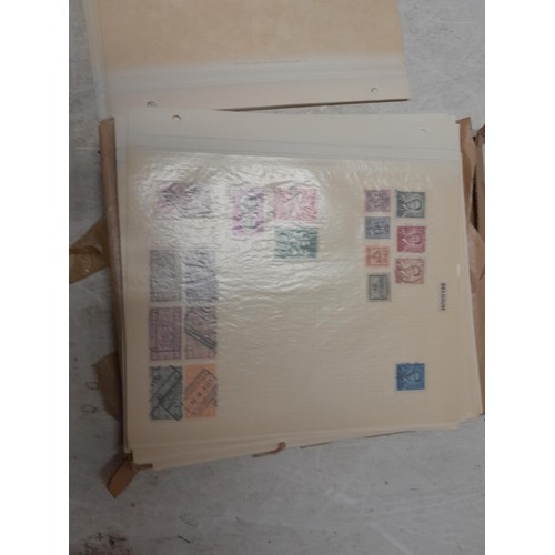 55 - Box of loose stamps, kiloware, first day covers, album sheets of mint and used stamps, kiloware and ... 