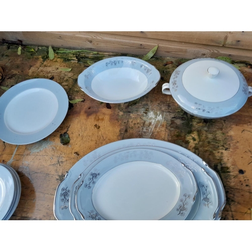 63 - Chinese porcelain grey white and silvered part dinner service