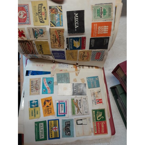 112 - Albums of First Day Stamp Covers from the late 1960s onwards, 3 x album of matchbox labels etc.