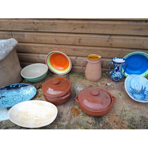 122 - Assorted pottery items, Studio pottery, Victorian part tea ware Wedgwood coffee set etc.