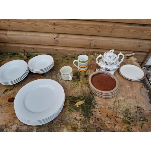 122 - Assorted pottery items, Studio pottery, Victorian part tea ware Wedgwood coffee set etc.